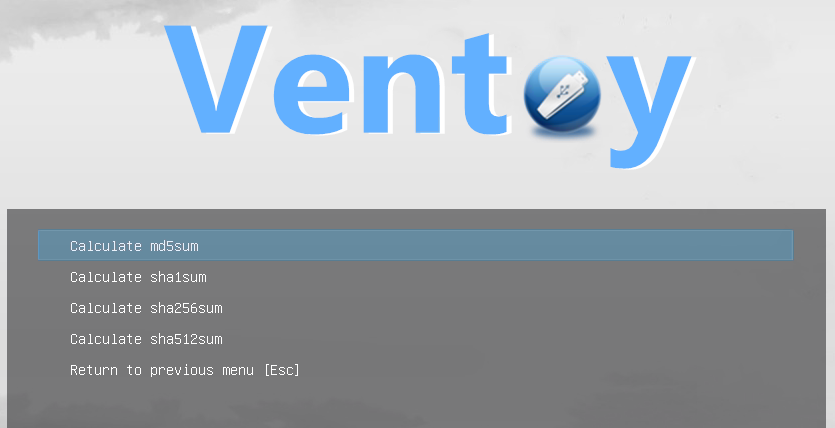 SHA-256 checksum verification example for a Ventoy release file